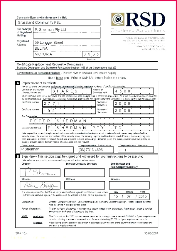stock certificate free share template of pliance form