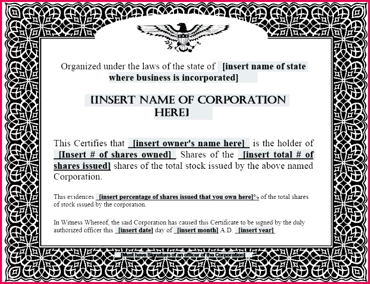 stock shares certificate format free sample templates printable samples share template south africa