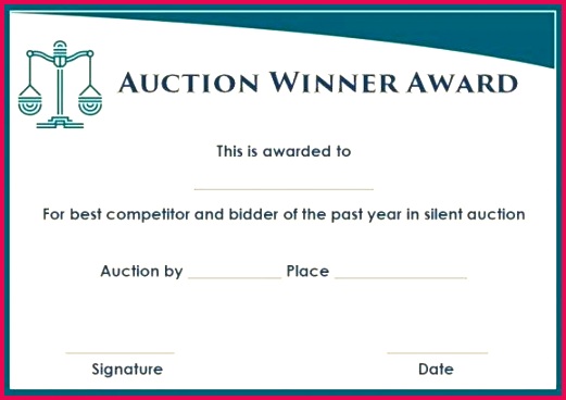 silent auction certificates official and beautiful templates certificate template winner