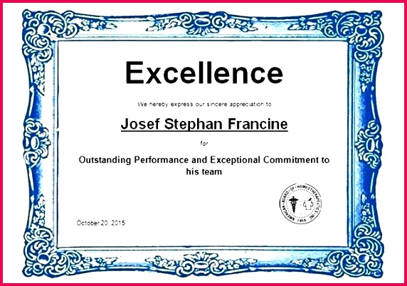 sports certificate templates for word excellence award template in 2