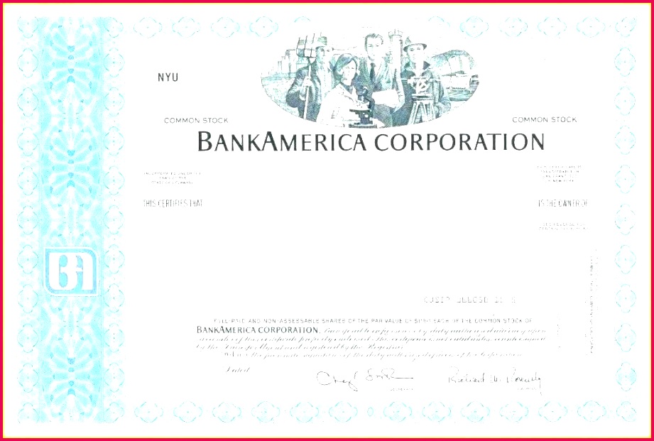 corporate stock certificate template blank free corporation specimen blue