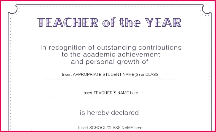 academic award certificate template home a school best teacher of year excellence free templates