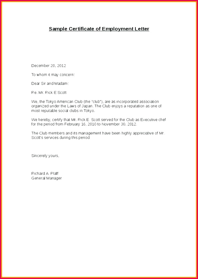 employment certification letter sample intern resume job certificate visa of employee