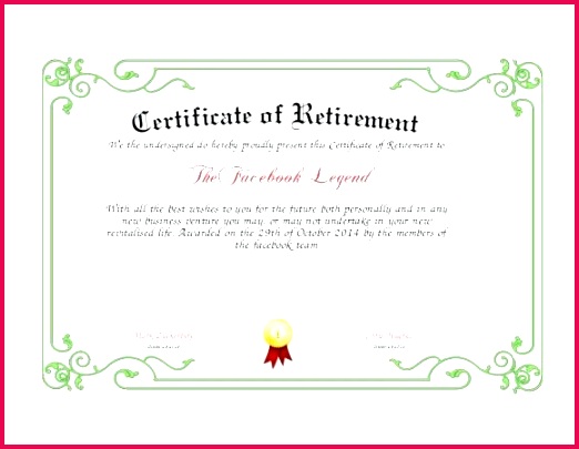 retirement certificate template congratulations word