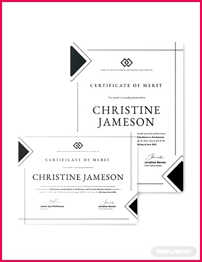simple certificate of merit
