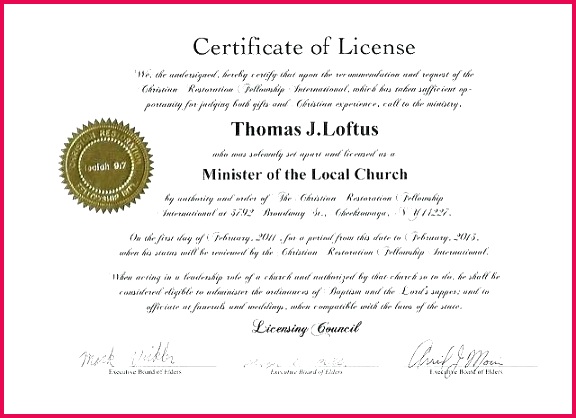 printable certificate of license for minister luxury free deacon ordination template new business