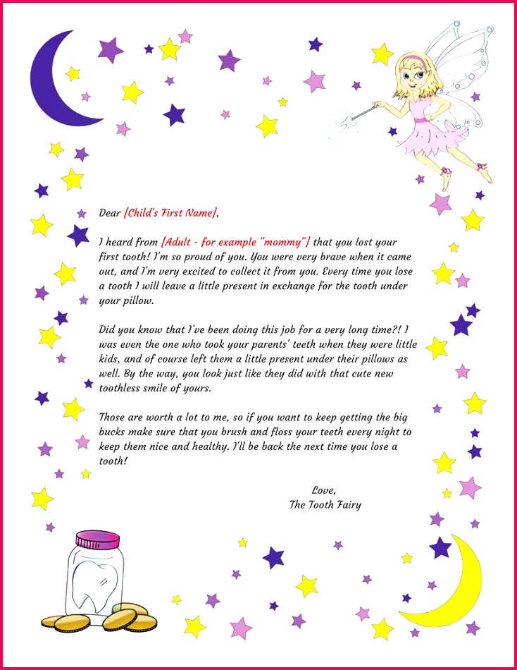 tooth fairy letter template free 1
