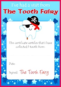 Boys Tooth Fairy Certificates