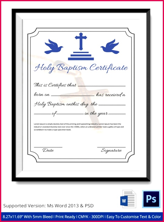 Holy Baptism Certificate Template