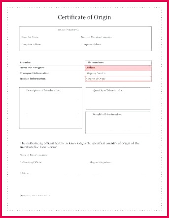 certificate of origin template free wonderfully fillable form canada
