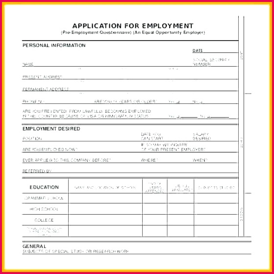 employment application template best of pre medical form australia