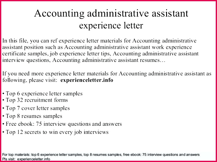 thumbnail job experience letter template c accounting administrative assistant