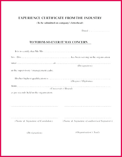 job experience certificate format libraries work pletion form 3a a of your would just be resume c