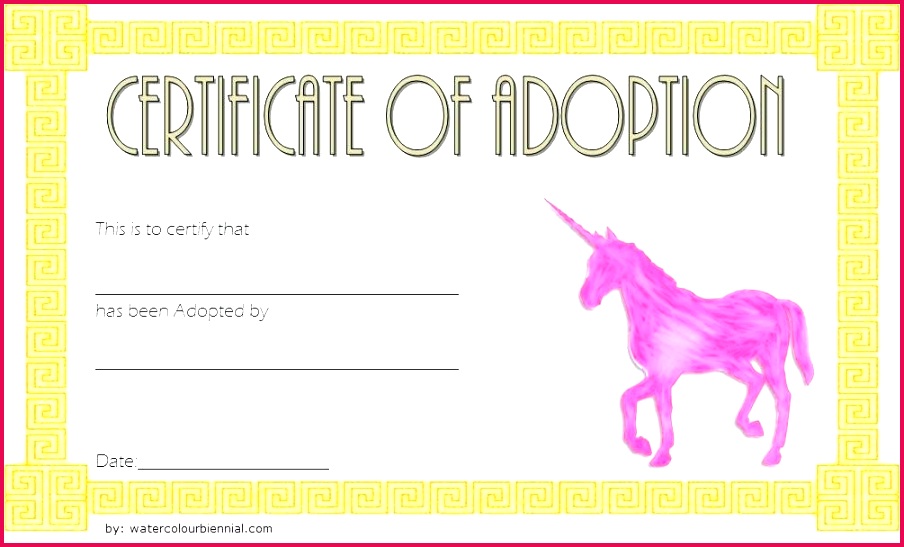 unicorn adoption certificate template free printable stuffed animal of child