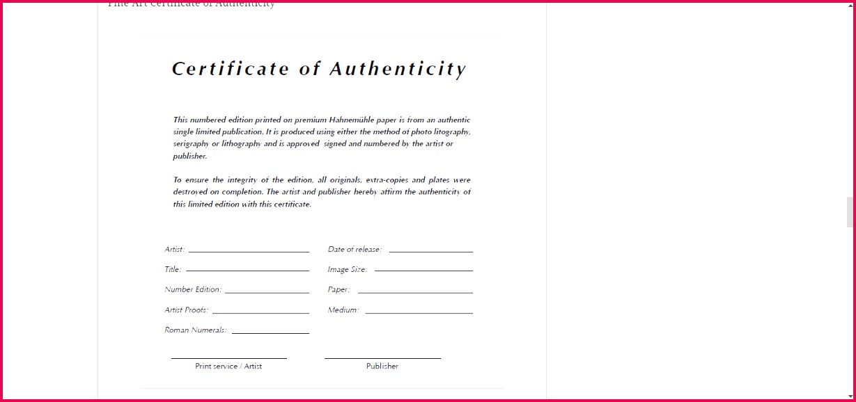 013 template ideas certificate of authenticity