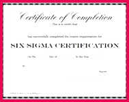 six sigma certification training certificate