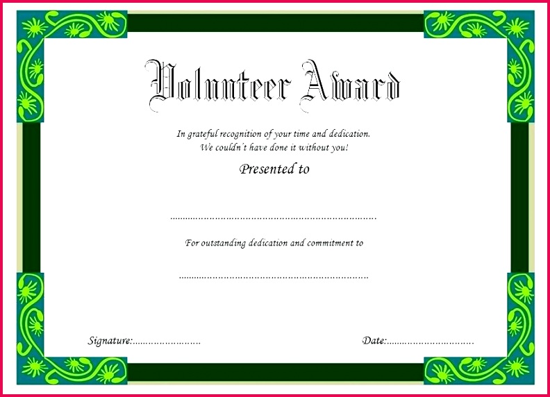 volunteer certificate templates printable appreciation certificates free award template of wording volunte