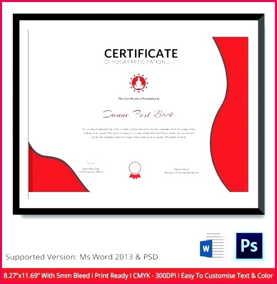 yoga certificate template participation award free printable templates 4 format for of in seminar