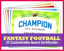 Fantasy Football Certificates fantasy football trophy champion Award Templates fantasy football lovers Etsy Top Sellers championship