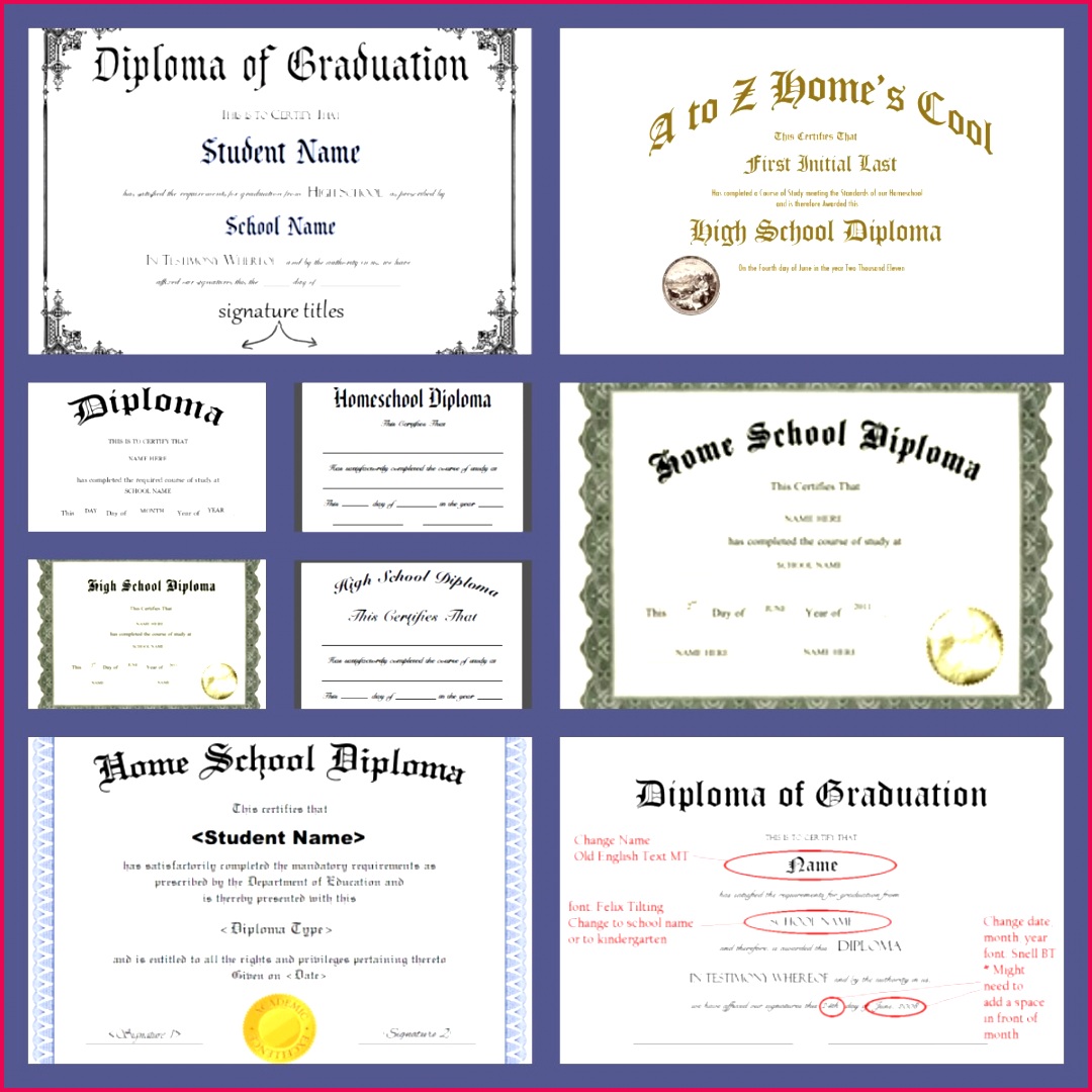 Homeschool Diploma Template 10801080 dip Collage
