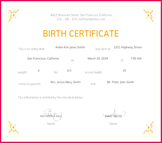 Free ficial Birth Certificate Template1