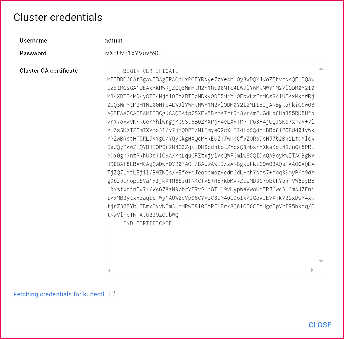gcp username pw