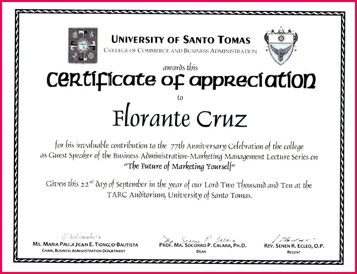 sample certificate of appreciation for guest speaker new best pastor template