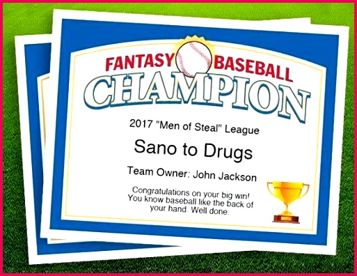 Fantasy Baseball Champion Certificate 1 Free Award 396513 fantasy baseball champion certificate 1 free award certificates templates image 0