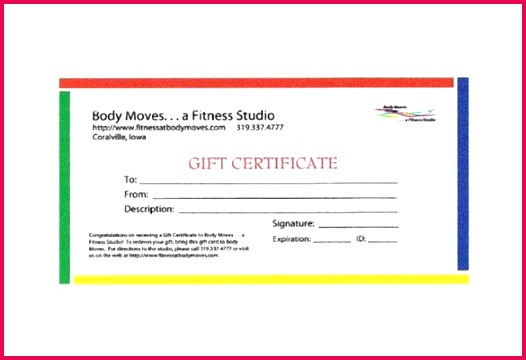 Body Moves Fitness Gift Certificate Template Download