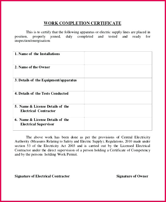 certificate examples in installation pletion certificate sample copy electrical installation test certificate template as pressure test certificate template pipework pressure test certificate templ