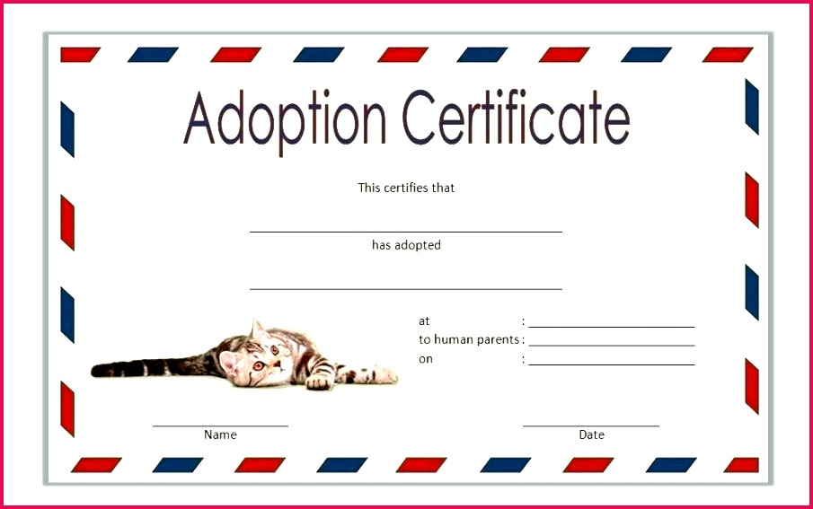 pet adoption certificate template stuffed animal dog child birth powerpoint 2019
