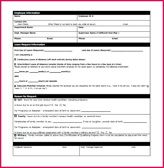 employee sick leave form template forms medical of absence request design website photoshop