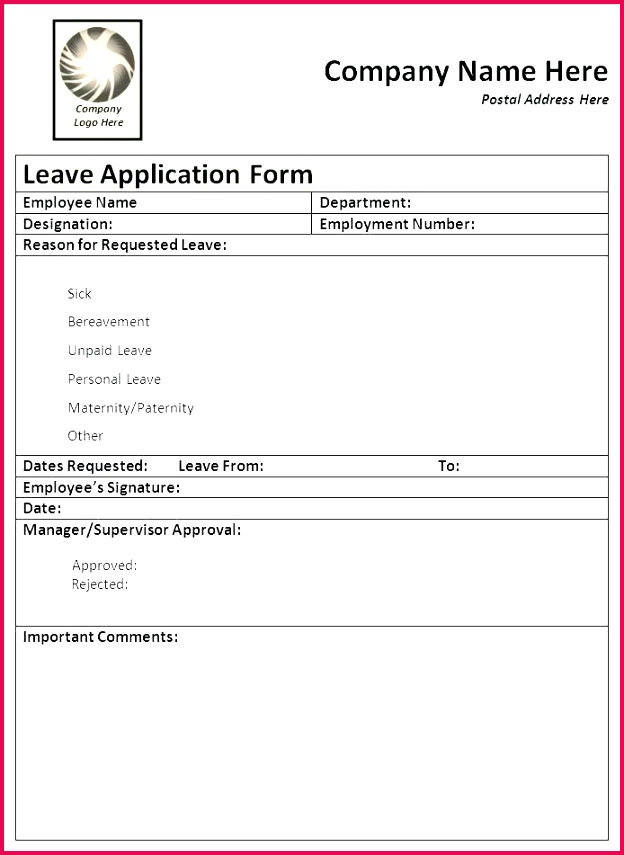 employee leave form template vacation request excel annual planner sick application sample uk