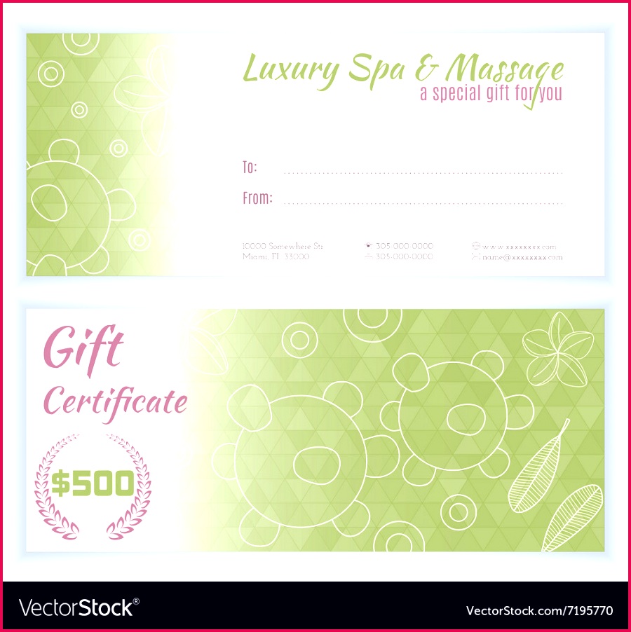 spa massage t certificate template vector