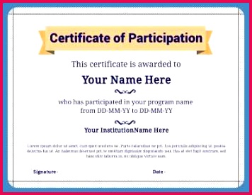 Free Collection 52 Participation Certificate Template Simple 275356 free collection sports participation certificate templates turabian template 0d new