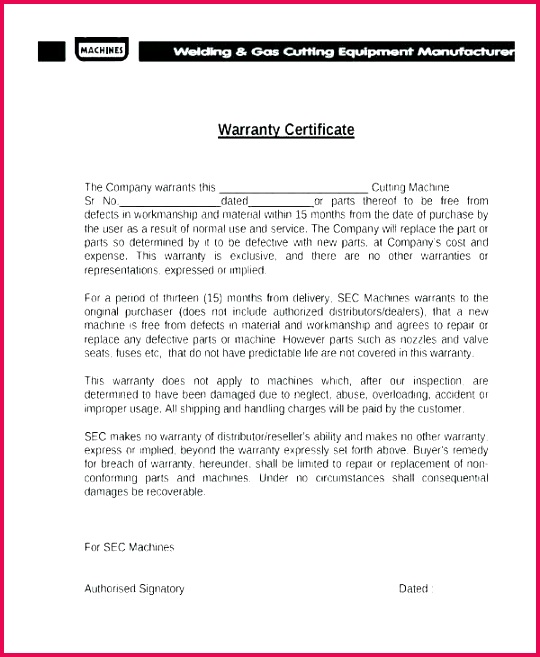 warranty certificate product guarantee template claim form letter