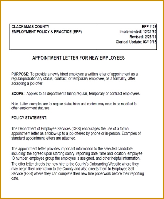 Job Appointment Letter Format 678558