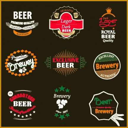 Vintage royal beer labels with badges vector 02 432432