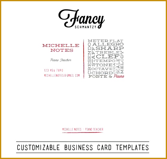 Awesome Piano Teacher Business Card Custom Cards For Teachers Free Format Download Template 530558