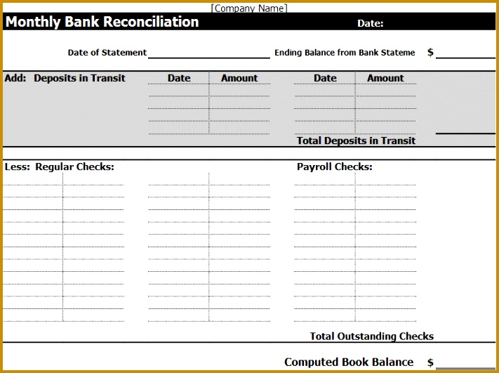 Bank Reconciliation Template Excel 531711