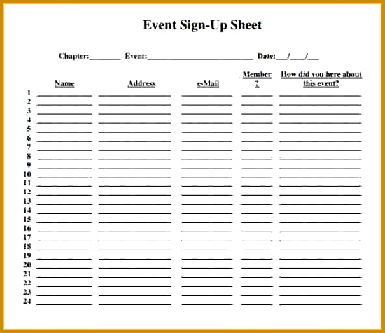Calendar Sign Up Sheets Event Project Plan Template 550476