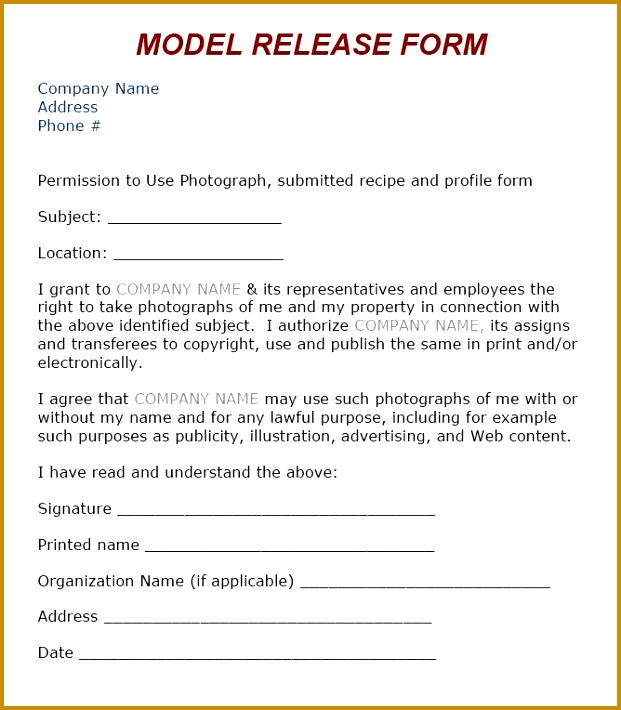 6 Content Release form Template | FabTemplatez