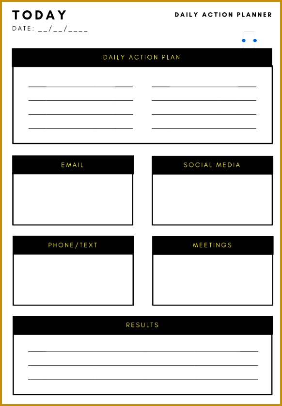 Daily Action Plan Template 837582