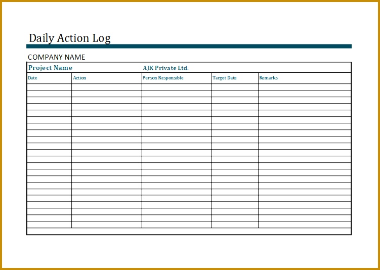 daily action log template 534751