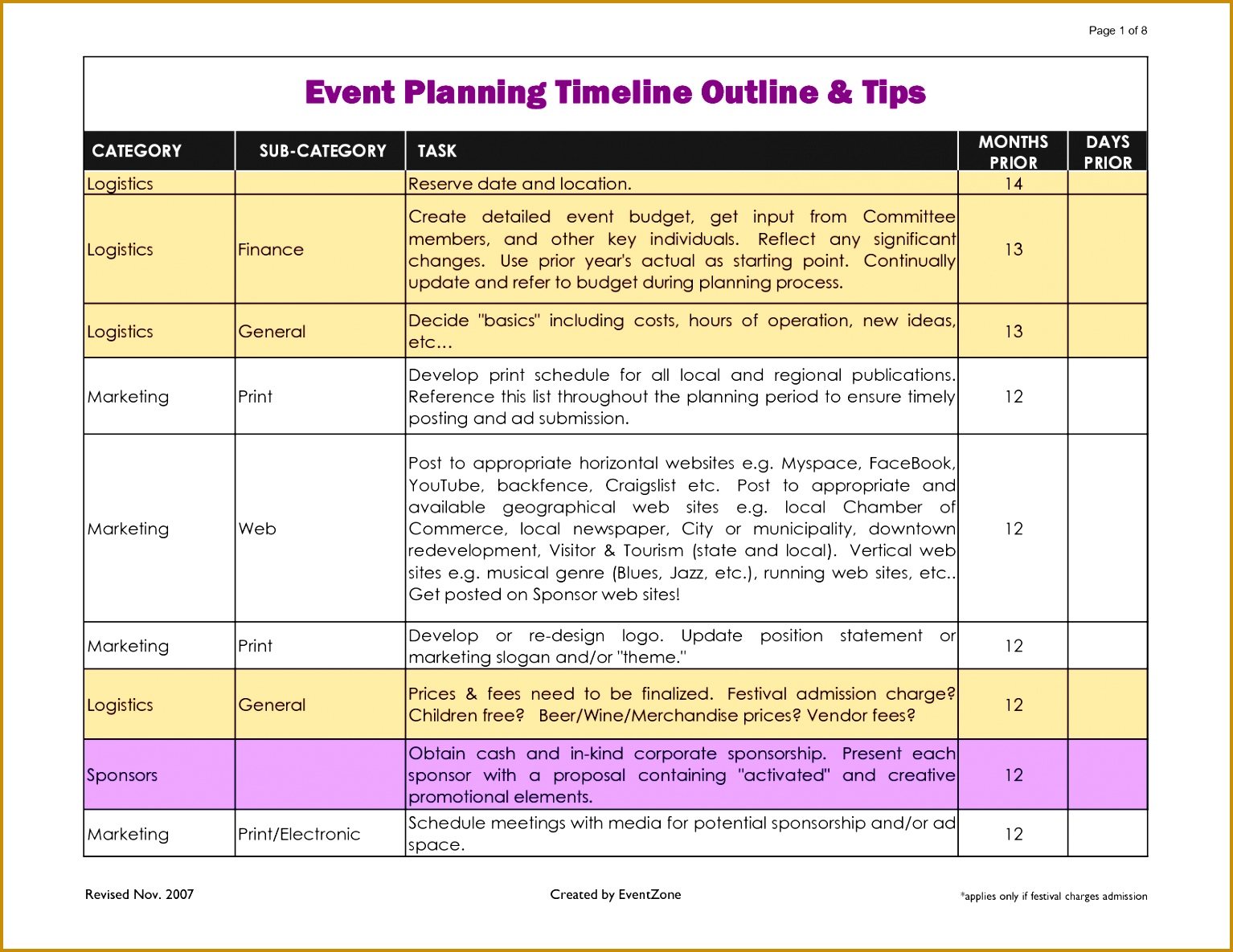 event planning template excel Google Search 11851534