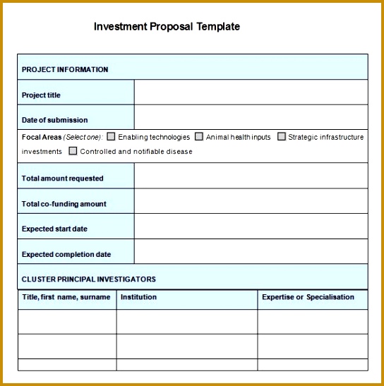 Example Investment Proposal Free Download 547544