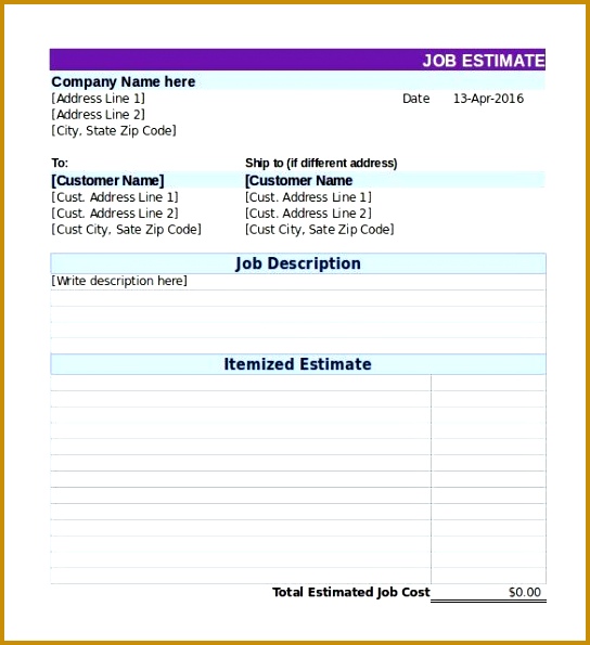 Blank Estimate Template – 23 Free Word PDF Excel Google Sheets 595544