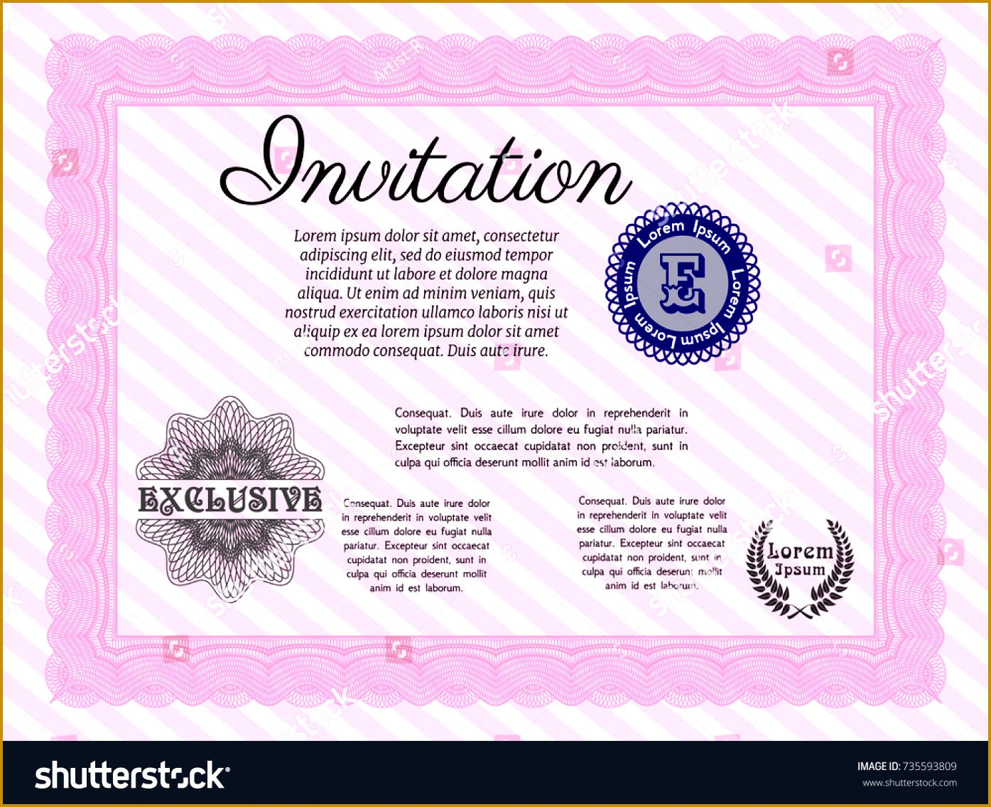 Pink Formal invitation template With plex background Detailed Cordial design 13951135