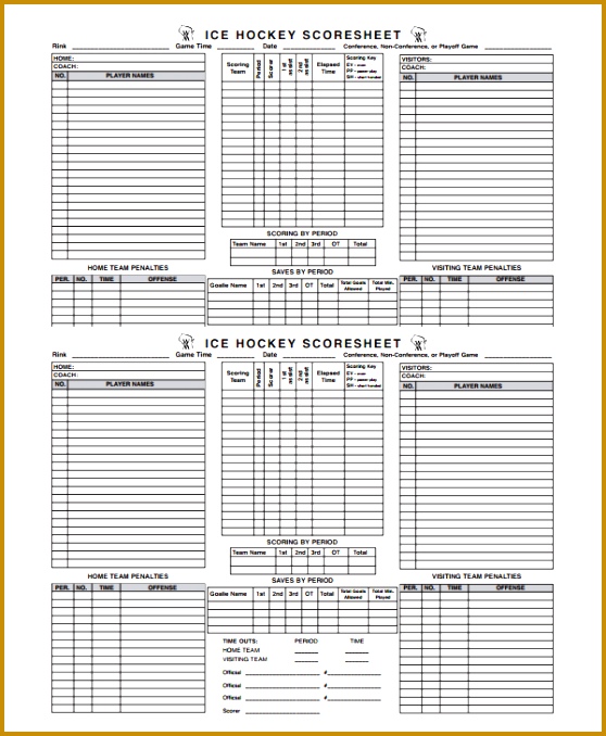 Ice Hockey Score Sheet Template 678558