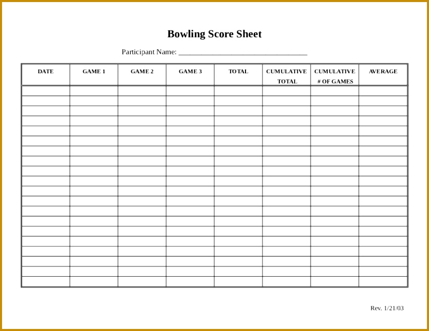 Bowling Score Sheet 02 646837